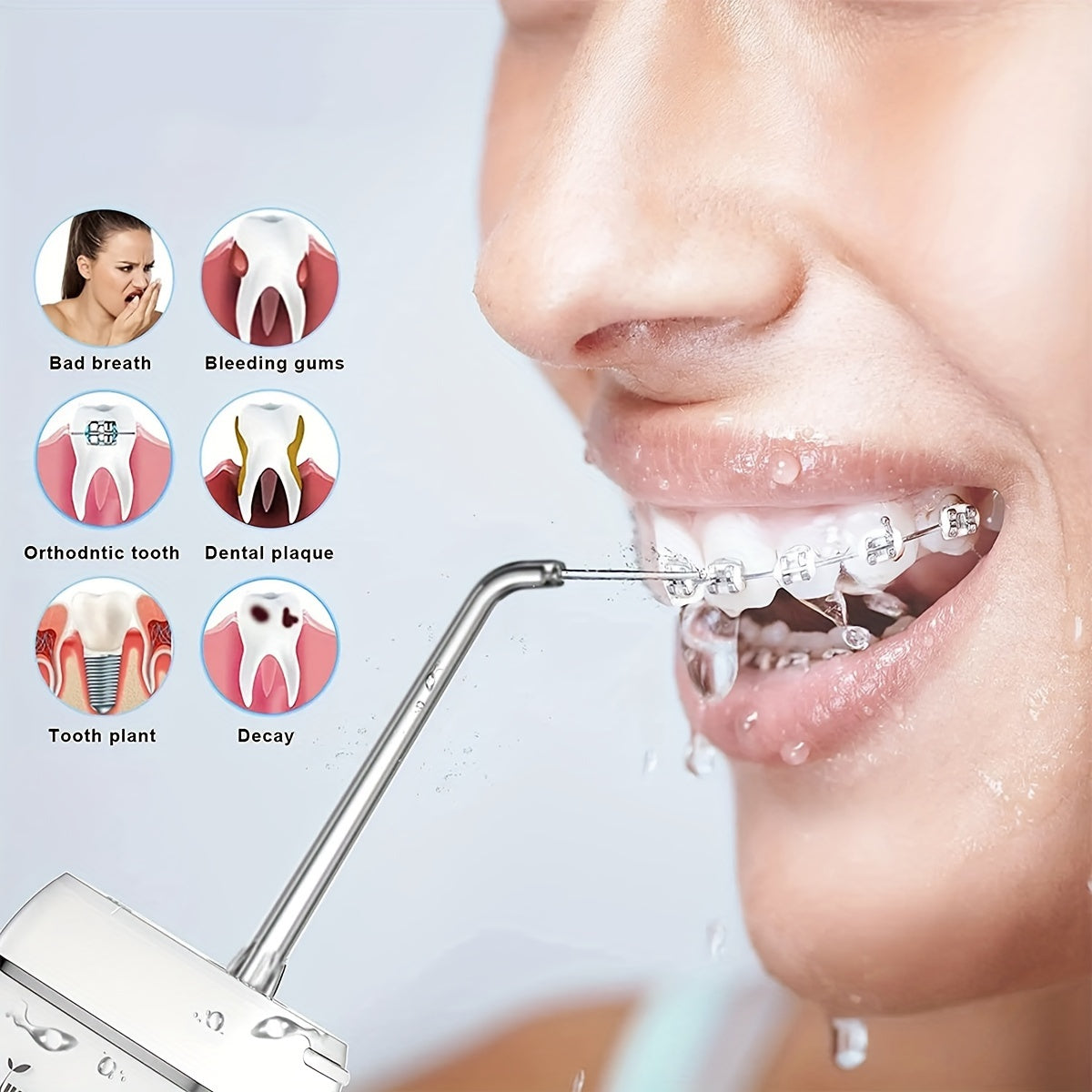 Portable Water Flosser Cordless Teeth Oral Irrigator With 140ML Telescopic Water Tank Waterflosser, 3 Modes And 5 Tips, IPX7 Waterproof Oral Irrigator With Travel Bag