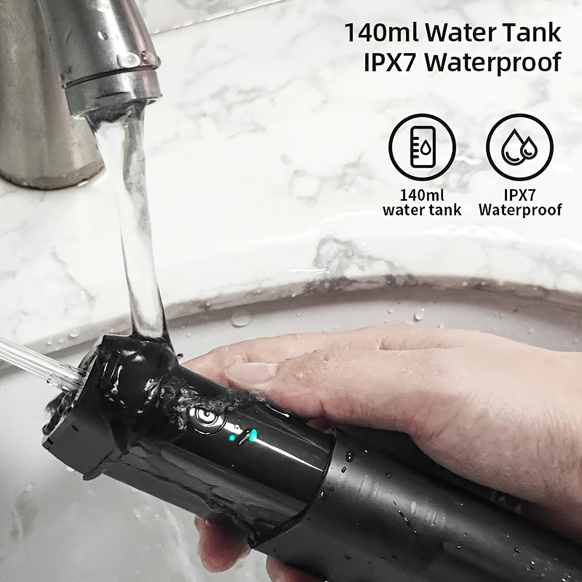 Portable Water Flosser Cordless Teeth Oral Irrigator With 140ML Telescopic Water Tank Waterflosser, 3 Modes And 5 Tips, IPX7 Waterproof Oral Irrigator With Travel Bag