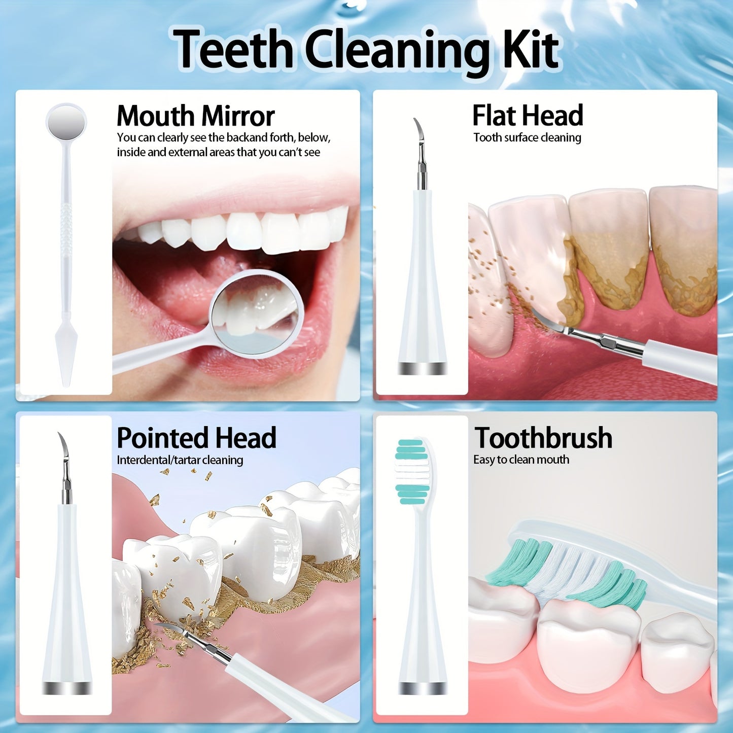 Tartar Remover Kit - Effective Teeth Cleaner for Removal of Food Residue, Calculus, Stains, and Plaque with Easy-to-Use Tool for a Healthier Smile