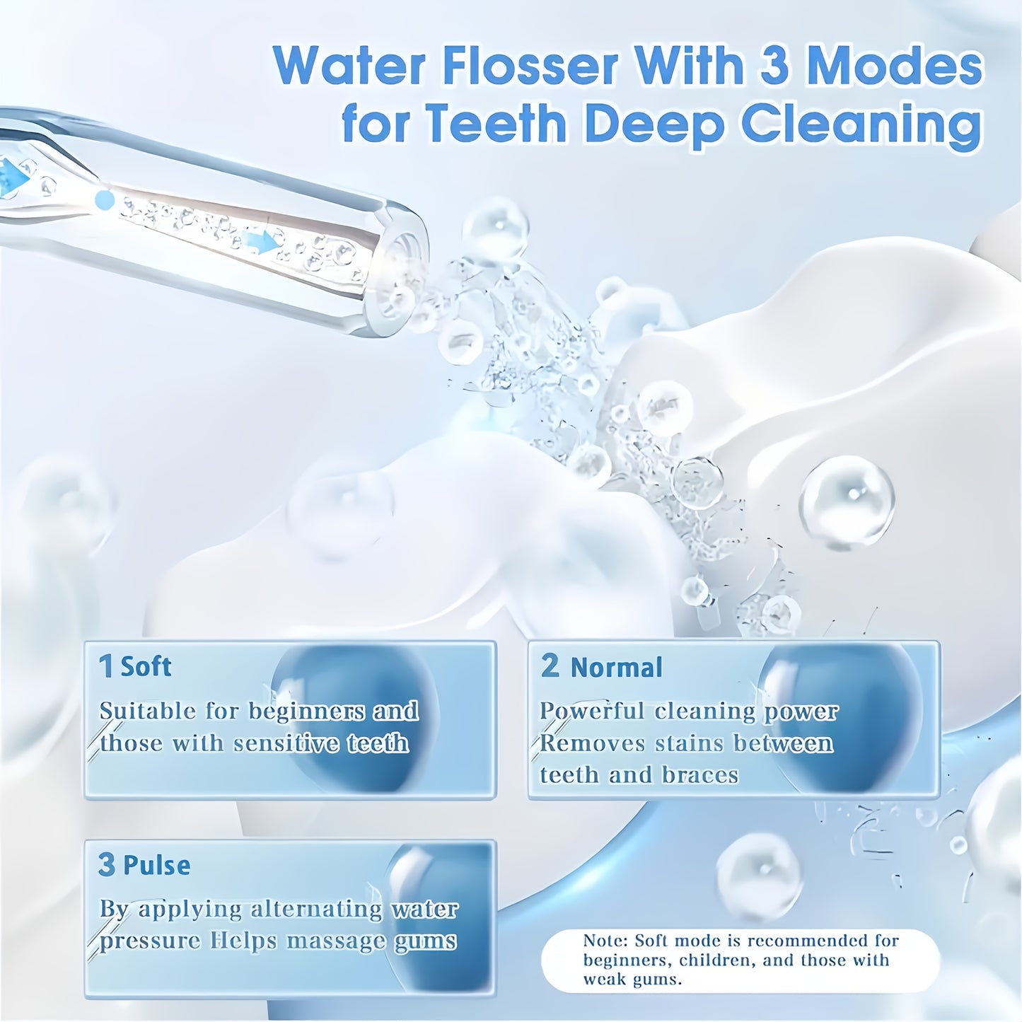 USB Rechargeable Water Flosser With 800mAh Lithium Battery - 3 Modes, 4 Nozzles For Deep Clean & Oral Health, Perfect For Travel & Home Use