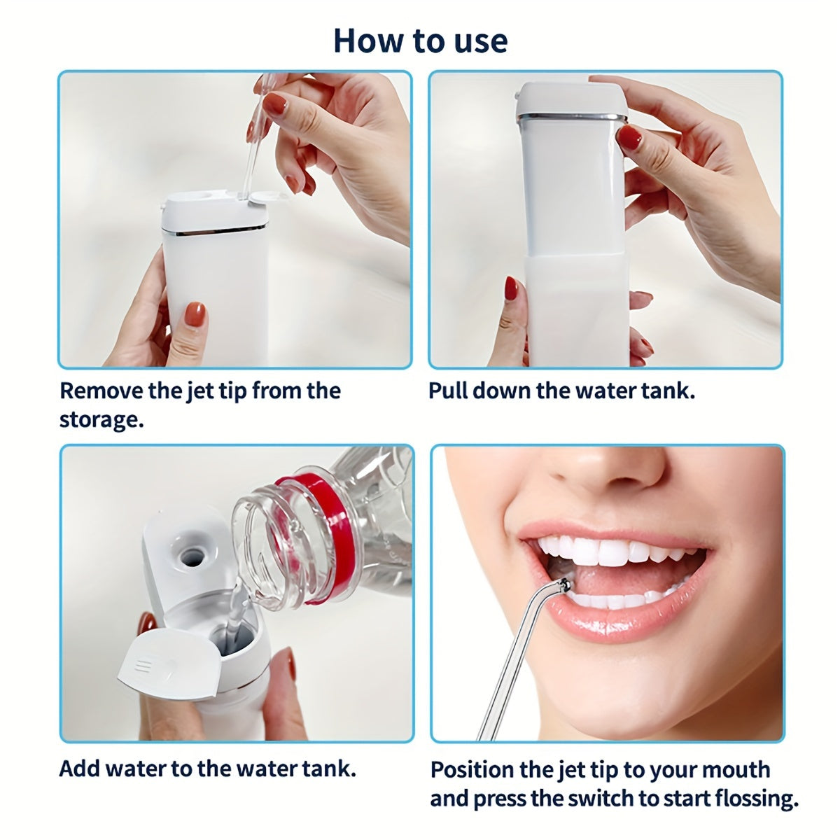 Portable Water Flosser Cordless Teeth Oral Irrigator With 140ML Telescopic Water Tank Waterflosser, 3 Modes And 5 Tips, IPX7 Waterproof Oral Irrigator With Travel Bag