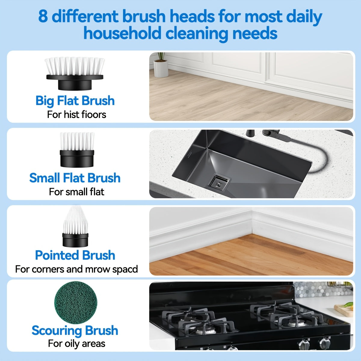 Electric Convenient Rotary Cleaning Brush, Shower Brush Wireless Cleaning Brush With 9 Replaceable Brush Heads, Adjustable Retractable Handle, With 2-speed Electric Cleaning Brush, Suitable For Floor, Bathroom, Tile, Kitchen,