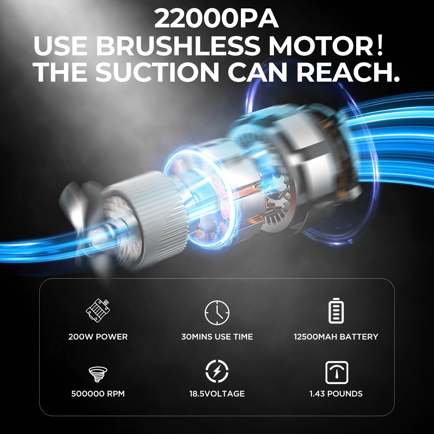 22000Pa High Power Handheld Cordless Vacuum Cleaner, 4 In 1 Portable Wireless DC 21V For Car Interior Home Office And Car Cleaning