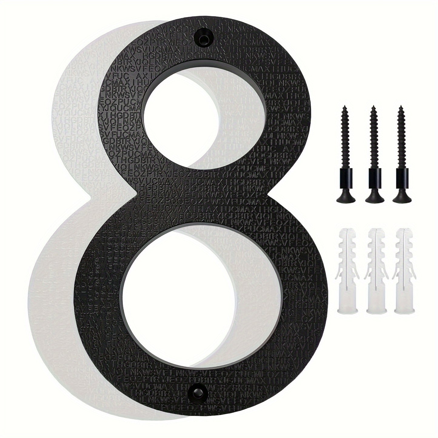 1 Pack 8 Inch Modern House Numbers - Durable Outdoor Yard Decor - High-Contrast 911 Visibility Signage - Sleek Black Finish with Nail Kits Included for Wall, Door, Garage, Gate