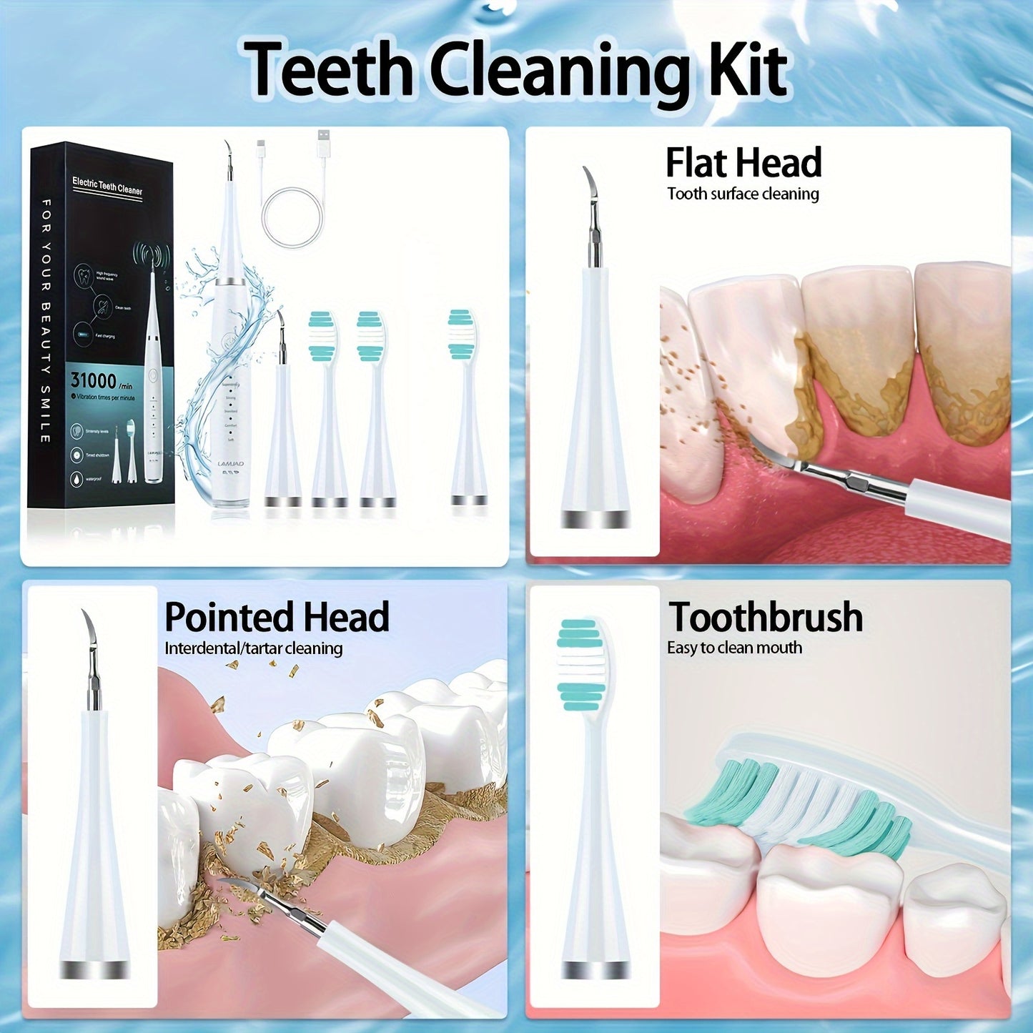 Tartar Remover Kit - Effective Teeth Cleaner for Removal of Food Residue, Calculus, Stains, and Plaque with Easy-to-Use Tool for a Healthier Smile