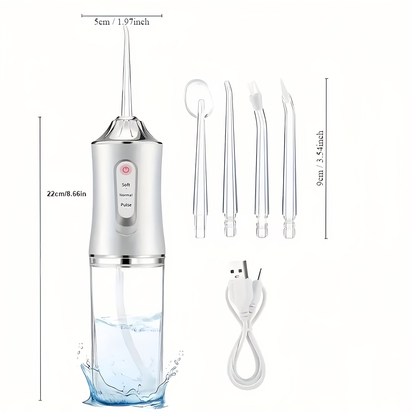 USB Rechargeable Water Flosser With 800mAh Lithium Battery - 3 Modes, 4 Nozzles For Deep Clean & Oral Health, Perfect For Travel & Home Use