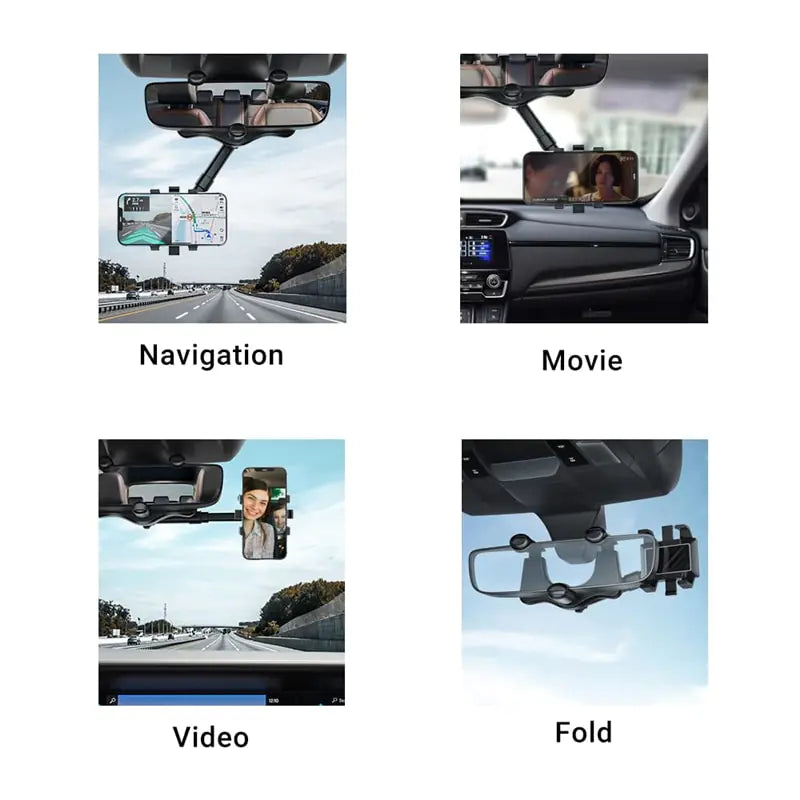 360° Car Rearview Mirror Phone Holder