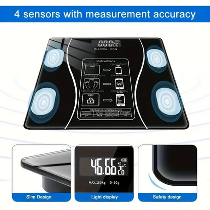 Smart Wireless LED Weight Scale with Durable Battery - Track Your Progress, Ideal for Daily Fitness & Family Use, USB Rechargeable