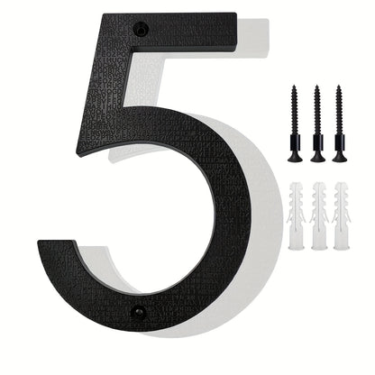 1 Pack 8 Inch Modern House Numbers - Durable Outdoor Yard Decor - High-Contrast 911 Visibility Signage - Sleek Black Finish with Nail Kits Included for Wall, Door, Garage, Gate