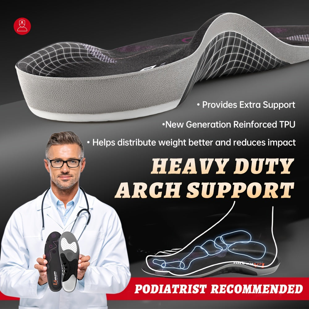 220+ Lbs Heavy Duty Shoe Arch Support Insoles for Big & Tall Feet, Shock Absorbing Shoe Inserts for Men & Women, Suitable for Work Boots & Shoes, All-Day Standing Support