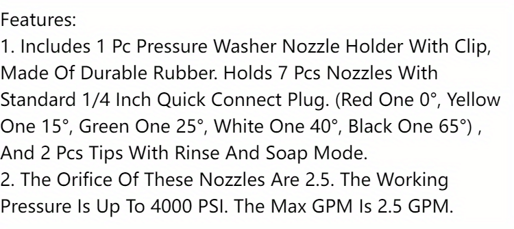 7-Nozzle Tips High-Pressure Washer Tips Tool Set - Nozzles & Hose Attachments with 1/4 Inch Quick Connect, 4000 PSI, Nozzle Holder for Efficient Cleaning