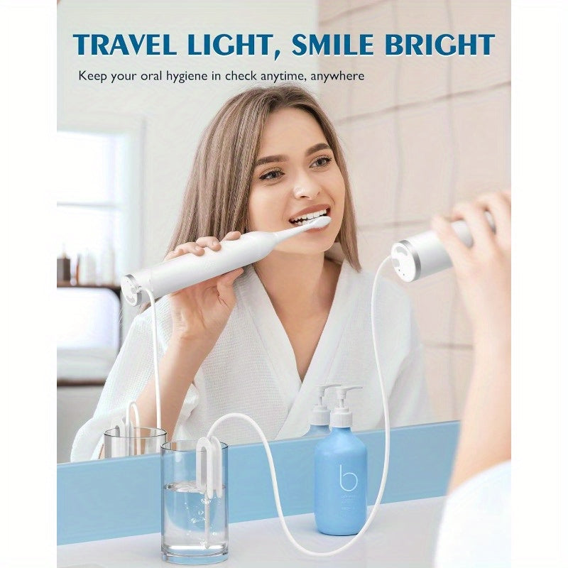 AGPTEK Professional Flossing Toothbrush, Electric Toothbrush with Water Flosser Combo, 5 Modes Teeth Cleaner, 5 Water Pressure Oral Irrigator, 16.91oz Water Tank for Home, Portable Tube for Travel