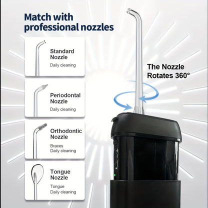 Portable Water Flosser Cordless Teeth Oral Irrigator With 140ML Telescopic Water Tank Waterflosser, 3 Modes And 5 Tips, IPX7 Waterproof Oral Irrigator With Travel Bag