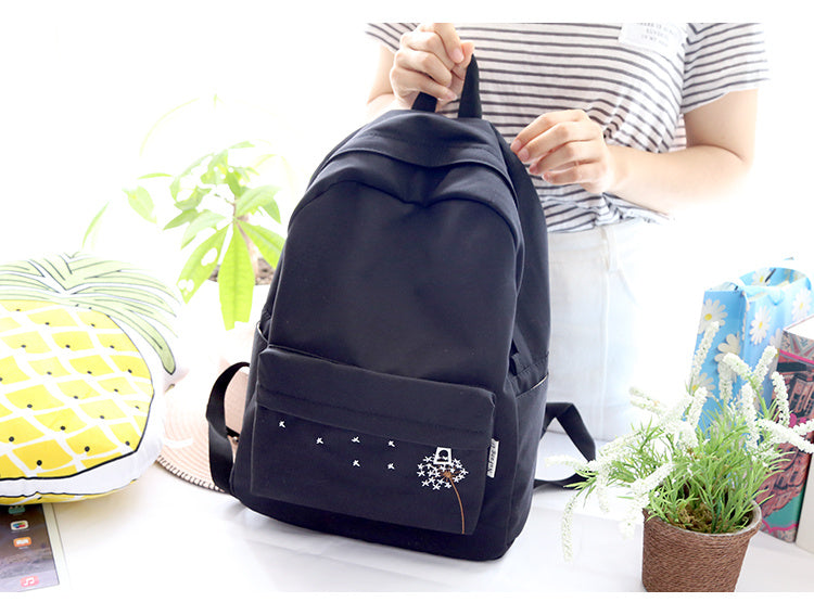 Embroidery Dandelion School Bag Female Backpack