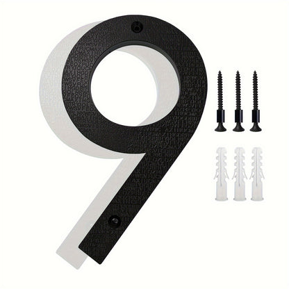 1 Pack 8 Inch Modern House Numbers - Durable Outdoor Yard Decor - High-Contrast 911 Visibility Signage - Sleek Black Finish with Nail Kits Included for Wall, Door, Garage, Gate