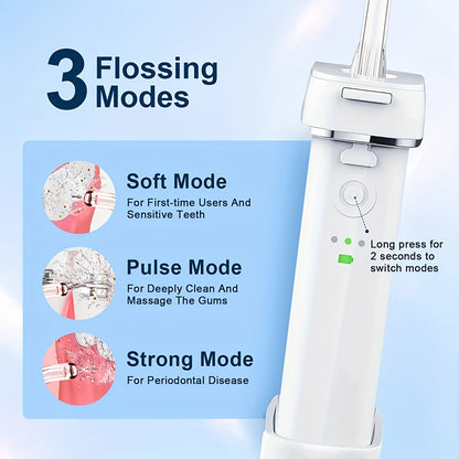 Portable Water Flosser Cordless Teeth Oral Irrigator With 140ML Telescopic Water Tank Waterflosser, 3 Modes And 5 Tips, IPX7 Waterproof Oral Irrigator With Travel Bag