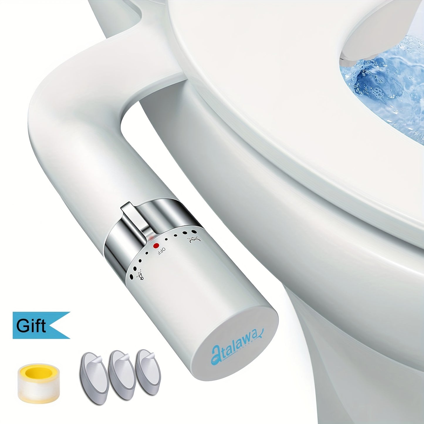 Dual Retractable Nozzles Atalawa Bidet Attachment For Toilet, Non-Electric Self-Cleaning Fresh Water Sprayer, Adjustable Water Pressure Bidets For Existing Toilets