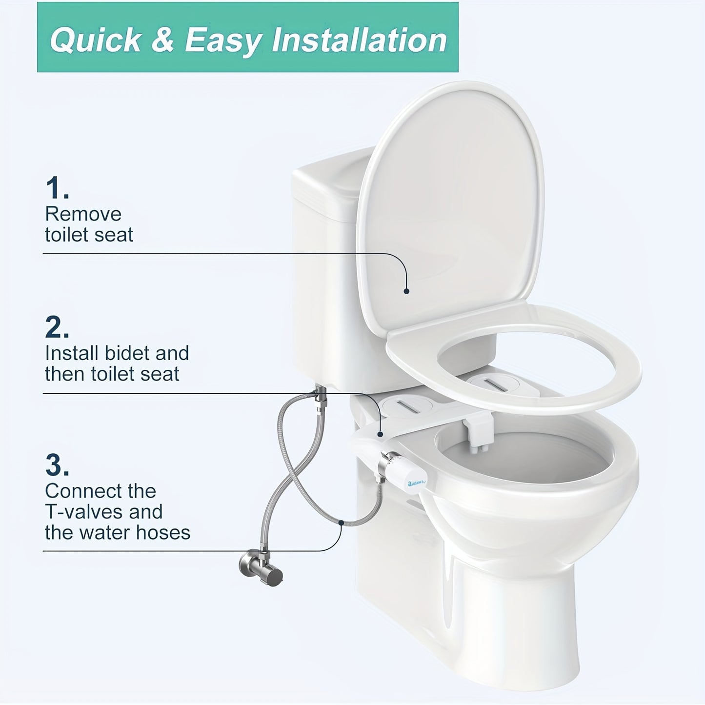 Dual Retractable Nozzles Atalawa Bidet Attachment For Toilet, Non-Electric Self-Cleaning Fresh Water Sprayer, Adjustable Water Pressure Bidets For Existing Toilets