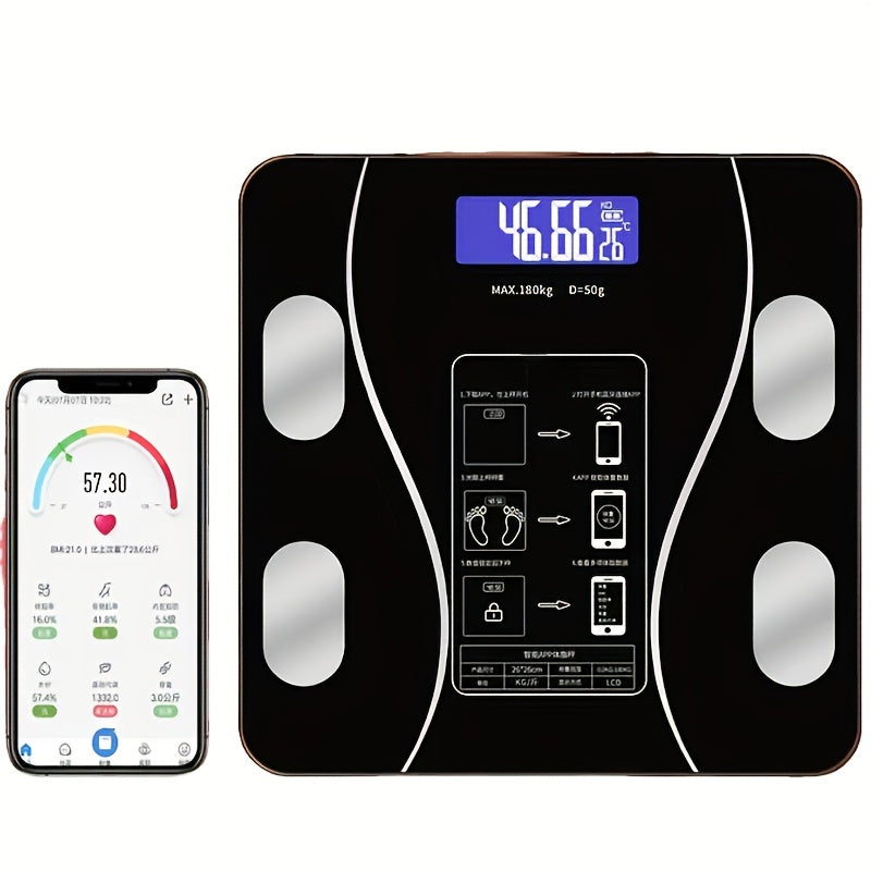 Smart Wireless LED Weight Scale with Durable Battery - Track Your Progress, Ideal for Daily Fitness & Family Use, USB Rechargeable