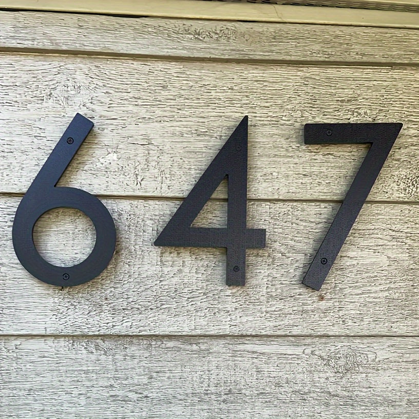 1 Pack 8 Inch Modern House Numbers - Durable Outdoor Yard Decor - High-Contrast 911 Visibility Signage - Sleek Black Finish with Nail Kits Included for Wall, Door, Garage, Gate