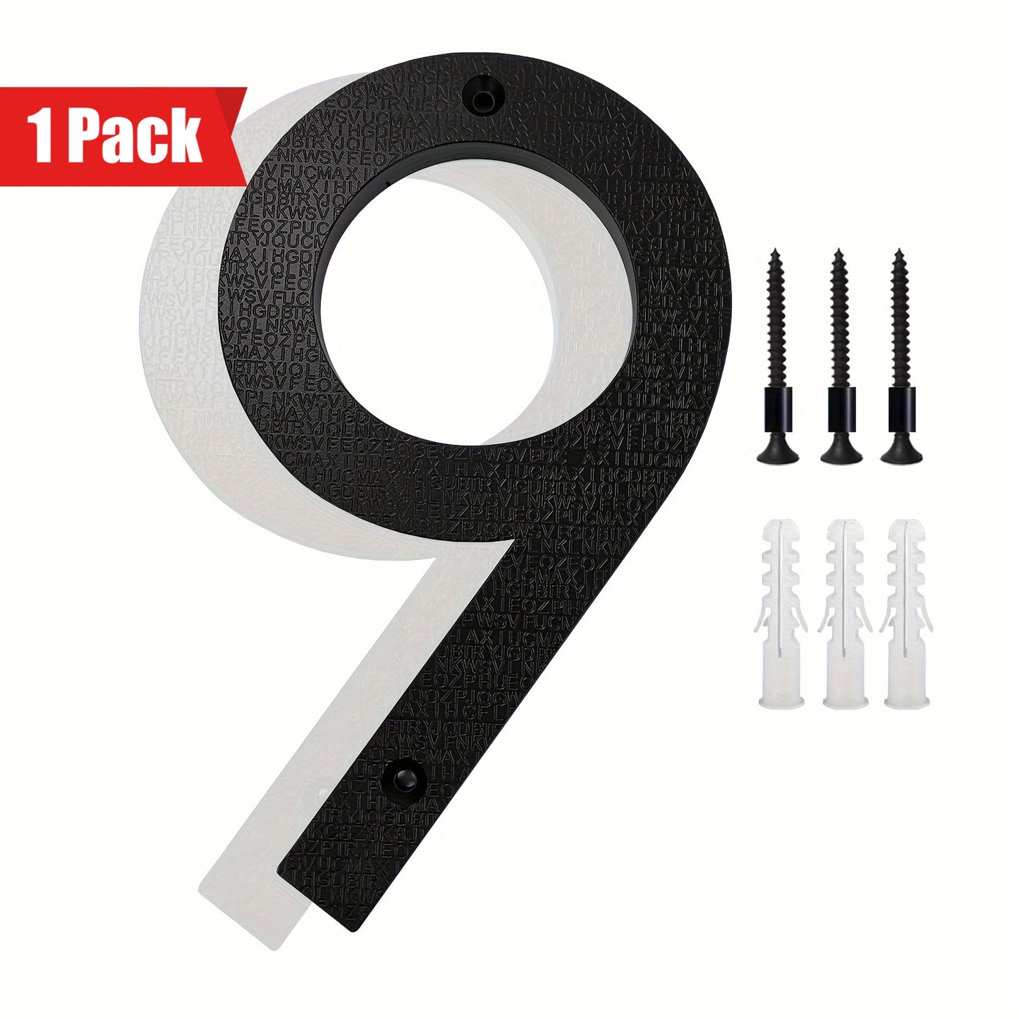 1 Pack 8 Inch Modern House Numbers - Durable Outdoor Yard Decor - High-Contrast 911 Visibility Signage - Sleek Black Finish with Nail Kits Included for Wall, Door, Garage, Gate