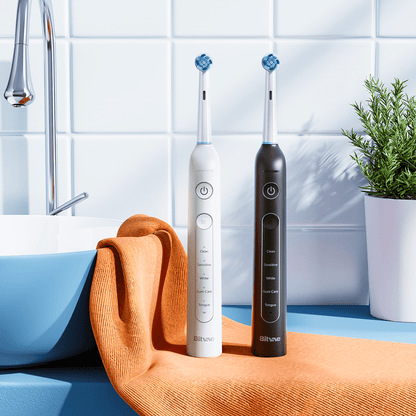 Bitvae Rotating Electric Toothbrush 2 Packs for Adults with Pressure Sensor, Gifts for Men/Women, 5 Modes Rechargeable Power Toothbrush with 8 Brush Heads, R2