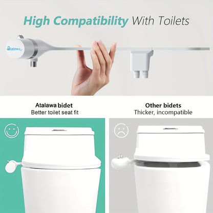 Dual Retractable Nozzles Atalawa Bidet Attachment For Toilet, Non-Electric Self-Cleaning Fresh Water Sprayer, Adjustable Water Pressure Bidets For Existing Toilets